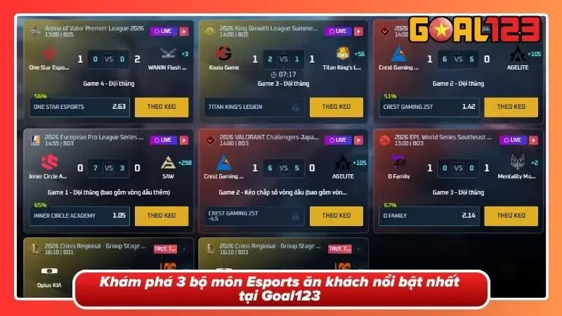 Danh sách các bộ môn Esports nổi bật với nhiều lựa chọn kèo hấp dẫn