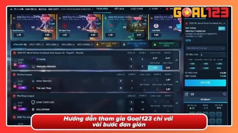 Các bước tham gia sảnh game từ đăng nhập đến hoàn tất đặt cược